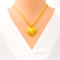 Accented Heart 22K Gold Pendant Set