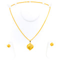 Brilliant Textured 22K Gold Pendant Set