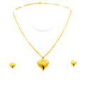 Accented Heart 22K Gold Pendant Set