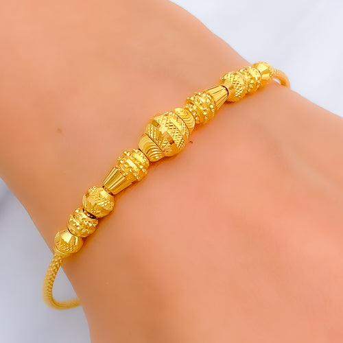 Elevated Checkered 22k Gold Bangle Bracelet