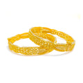 Festive Filigree Floral 22k Gold Bangle Pair 