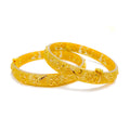 Intricate Checkered Motif 22k Gold Bangle Pair