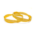 Decorative Draped Dressy 22k Gold Bangle Pair