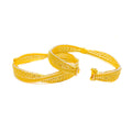 Decorative Draped Dressy 22k Gold Bangle Pair