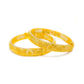 Traditional Beaded Floral 22k Gold Bangle Pair