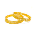 Palatial Intricate Floral 22k Gold Bangle Pair 