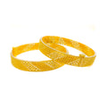 Lovely Beaded Diagonal Checkered 22k Gold Bangle Pair