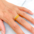Shimmering Asymmetrical 22k Gold CZ Ring