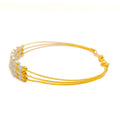 Dazzling Triple Lined 22k Gold Flexi Bangle Bracelet W/Pearl