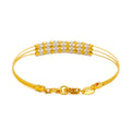 Dazzling Triple Lined 22k Gold Flexi Bangle Bracelet W/Pearl