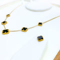 five-clover-onyx-21k-gold-necklace-set
