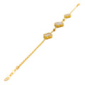 Charming Mother Of Pearl 21k Gold Clover Bracelet