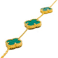 Graceful Malachite 21k Gold Clover Bracelet 