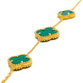Trendy Malachite 21k Gold Triple Clover Bracelet 