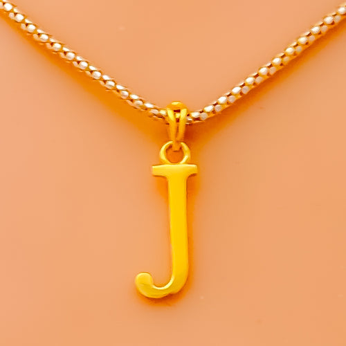 J 22k Gold Letter Pendant