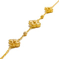 Reflective Sparkling 21k Gold Trio Clover Bracelet 
