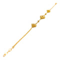 Reflective Sparkling 21k Gold Trio Clover Bracelet 