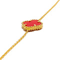 Palatial Carnelian 21k Gold Clover Bracelet 