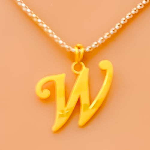 W 22k Gold Letter Pendant