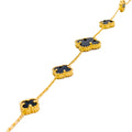 Magnificent Black Onyx 21k Gold Clover Bracelet 