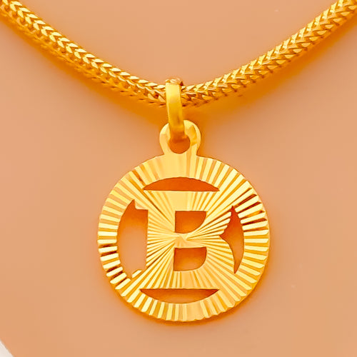 B 22k Gold Letter Pendant