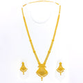 Dapper Dangling Tasseled 22k Gold Long Necklace Set 