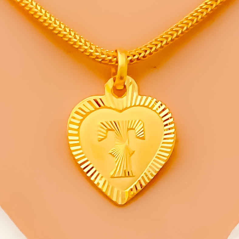 T 22k Gold Letter Pendant