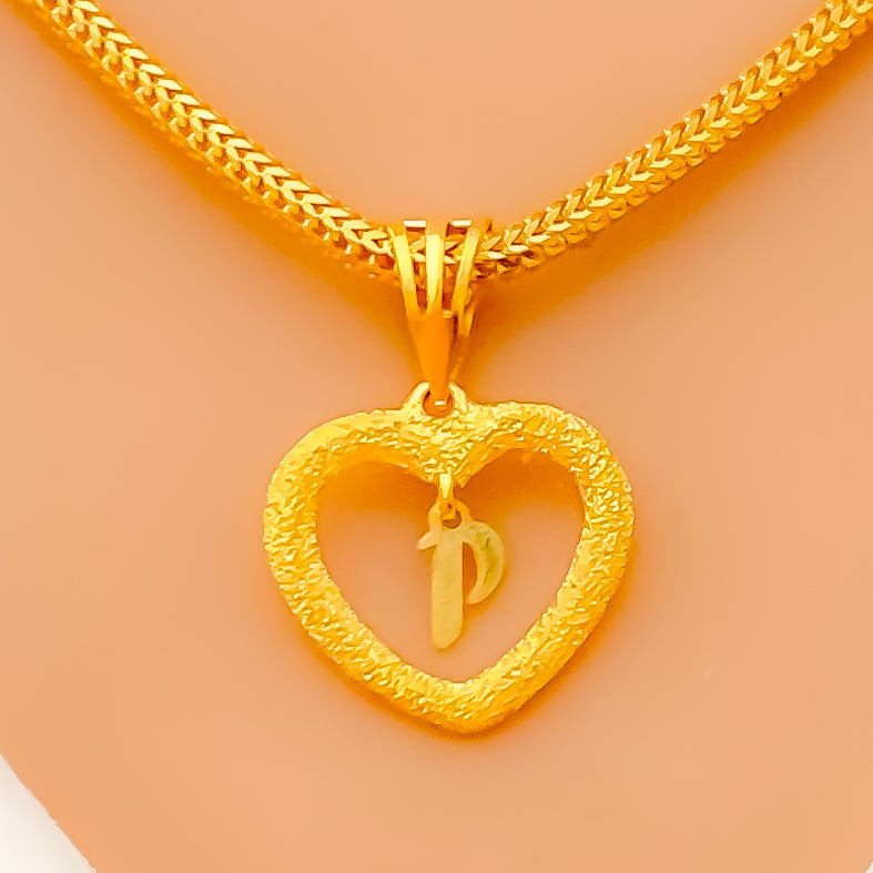 P 22k Gold Letter Pendant