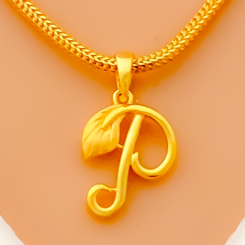 P 22k Gold Letter Pendant