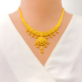 Ornamental Paisley Adorned 22k Gold Necklace Set 