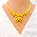 Ornamental Paisley Adorned 22k Gold Necklace Set 