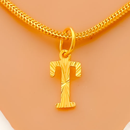 T 22k Gold Letter Pendant