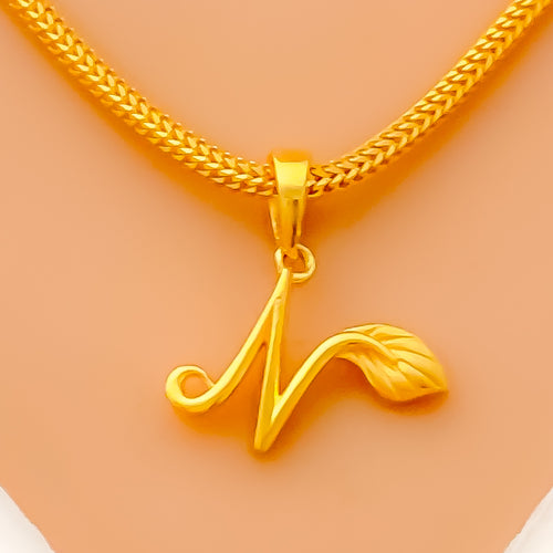 N 22k Gold Letter Pendant