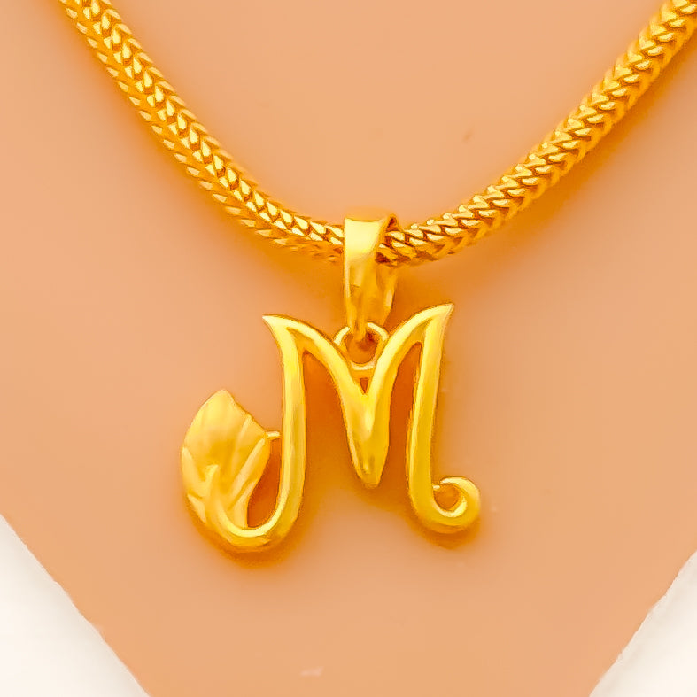 M 22k Gold Letter Pendant