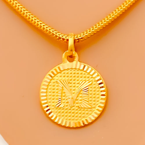 M 22k Gold Letter Pendant