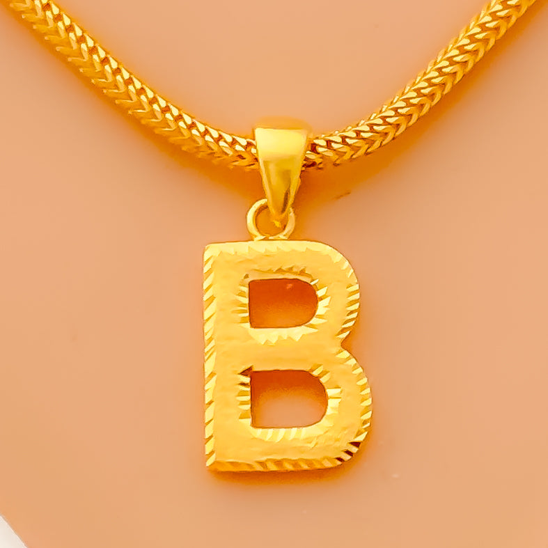 B 22k Gold Letter Pendant