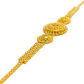 Delightful Beaded Triple Flower 22k Gold Bracelet 