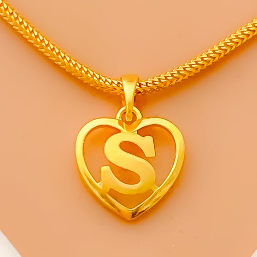 S 22k Gold Letter Pendant