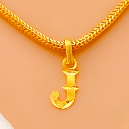 J 22k Gold Letter Pendant