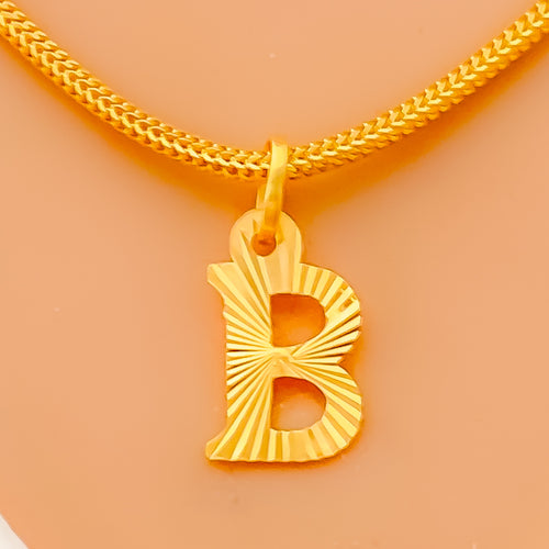 B 22k Gold Letter Pendant