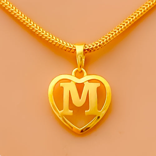 M 22k Gold Letter Pendant