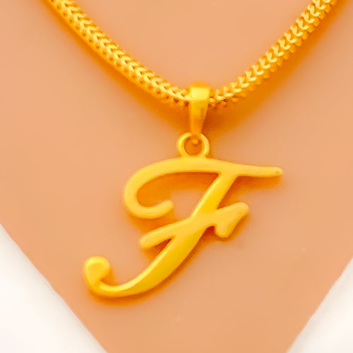 F 22k Gold Letter Pendant