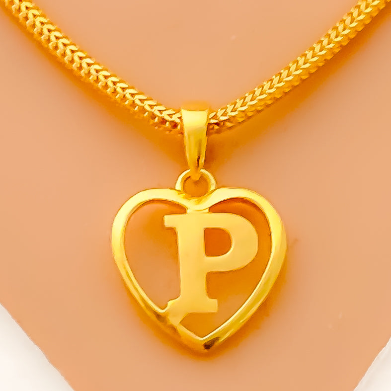 P 22k Gold Letter Pendant