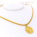 Decorative Textured Oval 22k Gold OM Pendant 