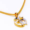 Reflective Two - Tone 22k Gold OM Pendant 