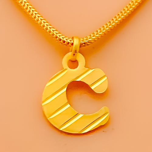 C 22k Gold Letter Pendant