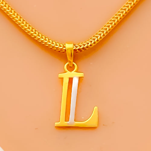 L 22k Gold Letter Pendant