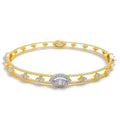 Classy Marquise Lined Diamond + 18k Gold Bangle