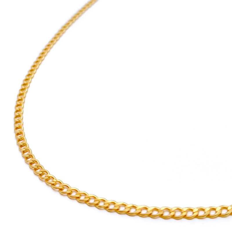 Lightweight Slender Curb Link 22K Gold Chain