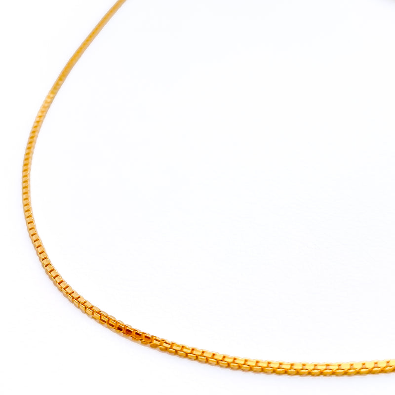 Slender Boxed Link 22K Gold Chain